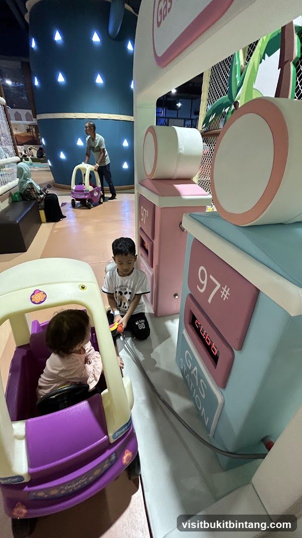 Children Playing at a Gas Station Themed Play Area
