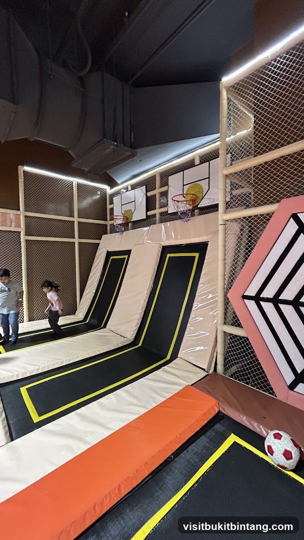 Trampoline Park with Basketball Hoops
