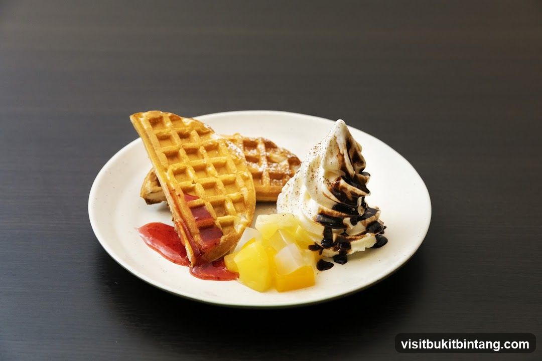 Waffles with Ice Cream and Fruit