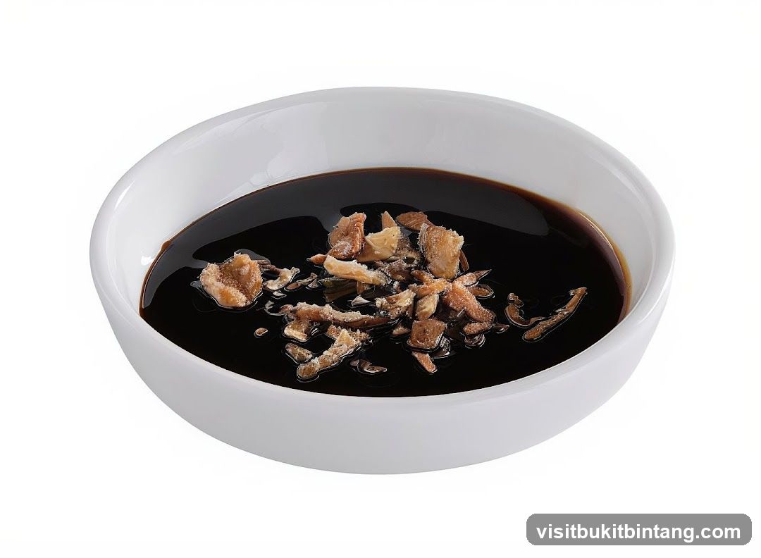 Bowl of Dark Sauce with Toppings