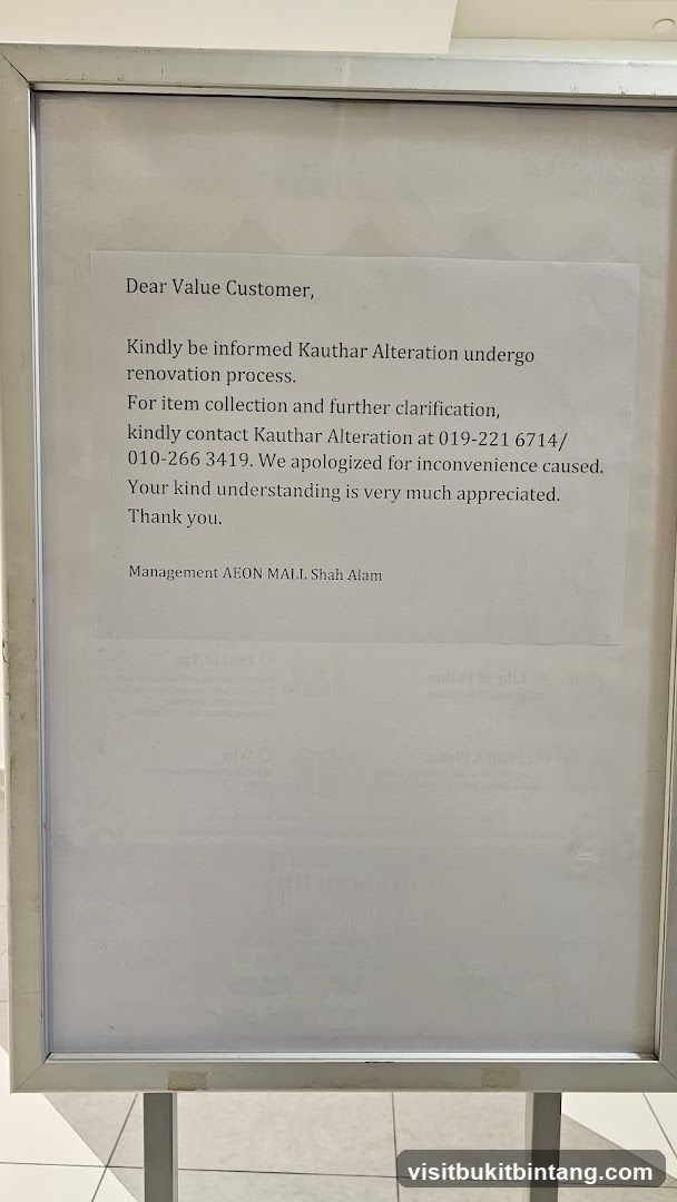 Notice of Renovation