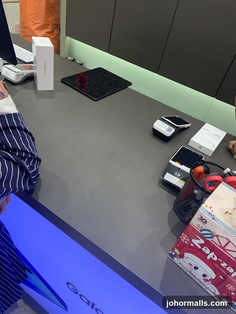 Retail Counter with Electronics and Payment Devices