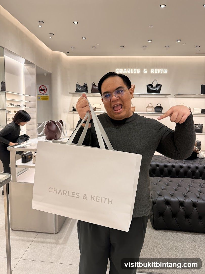 Man holding a shopping bag in a store