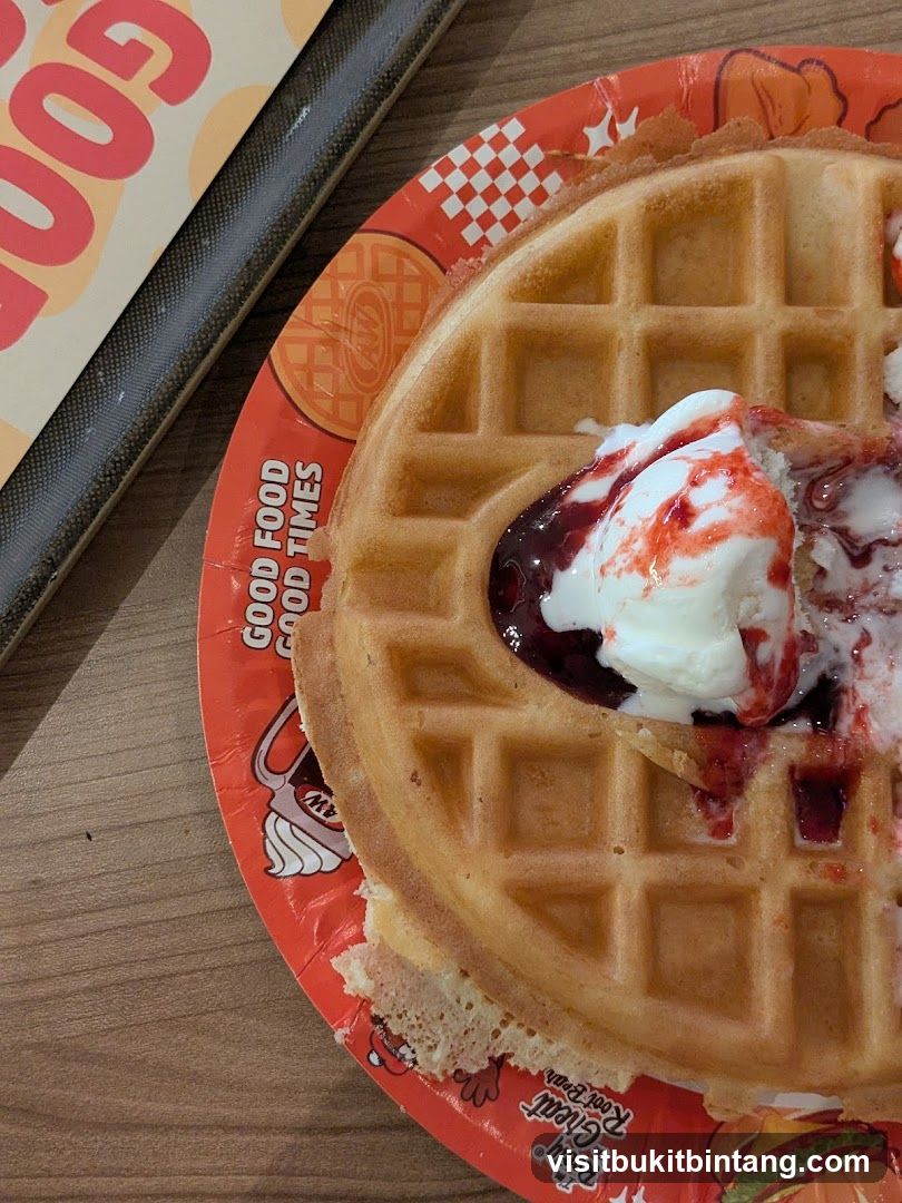 Waffle with Ice Cream and Berry Topping