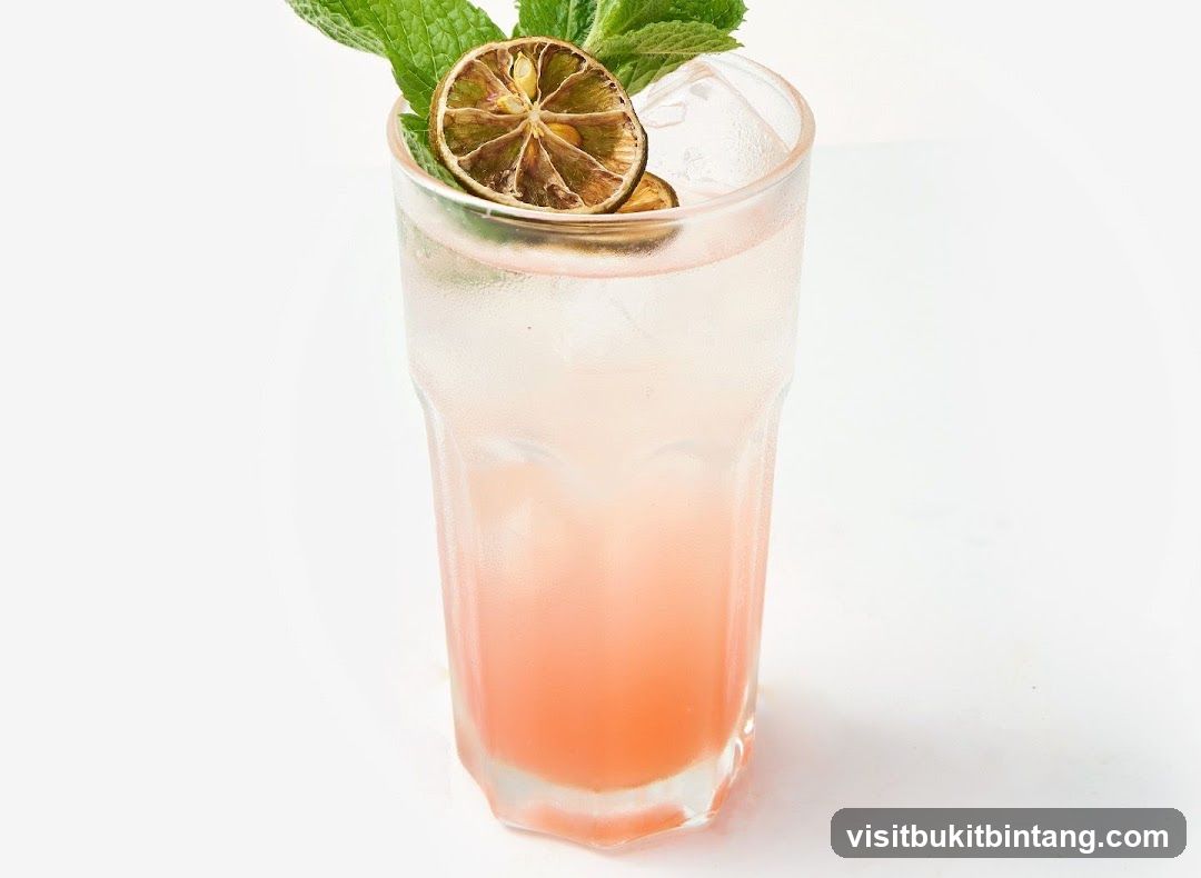 Pink Cocktail with Lime and Mint