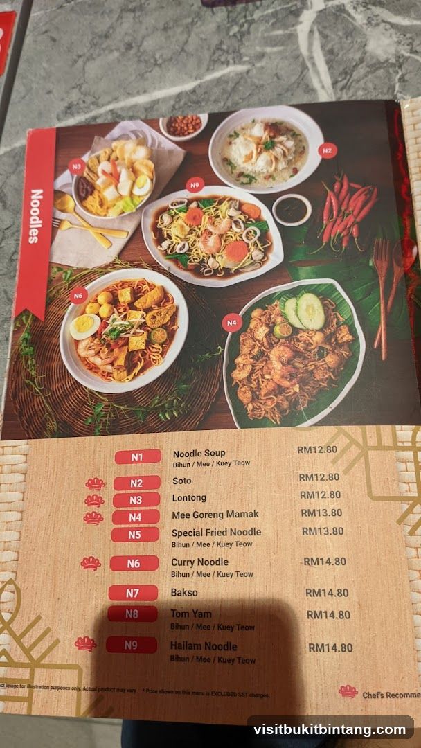 Noodles Menu