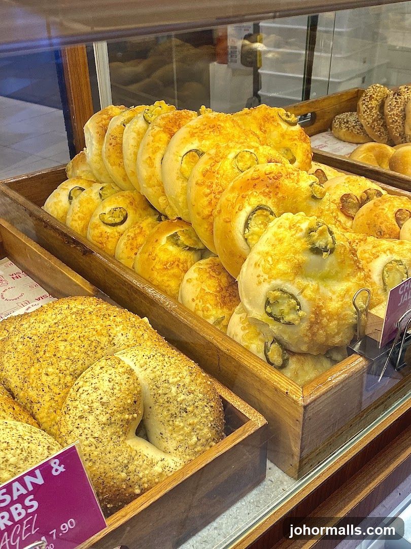 Bagels in a Display Case
