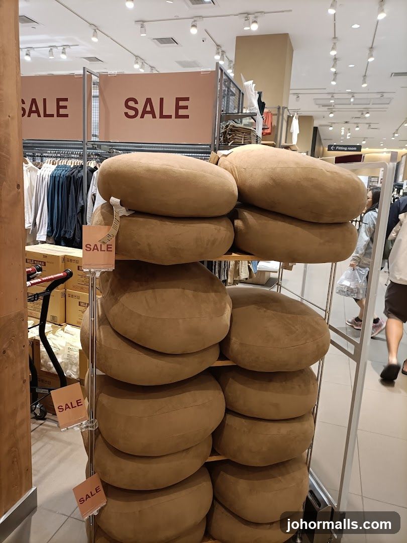 Sale display of cushions