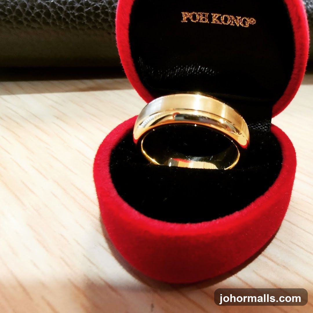 Gold ring in a red velvet box