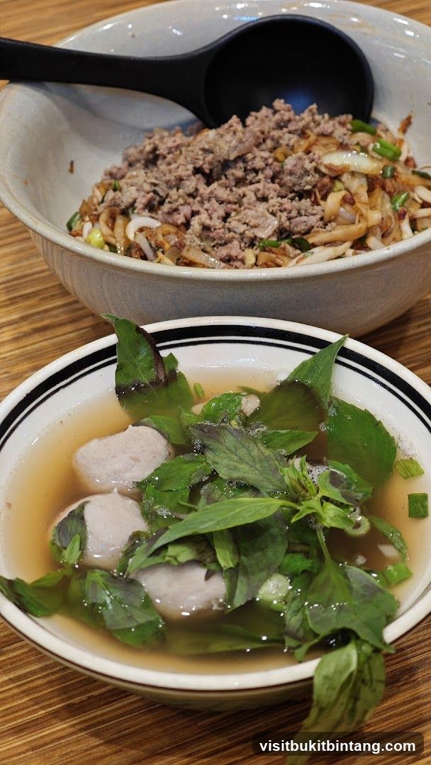 Noodle Soup with Meatballs and Ground Meat