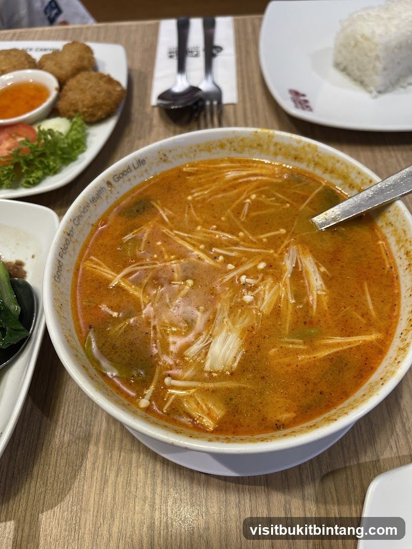 Tom Yum Soup with Enoki Mushrooms