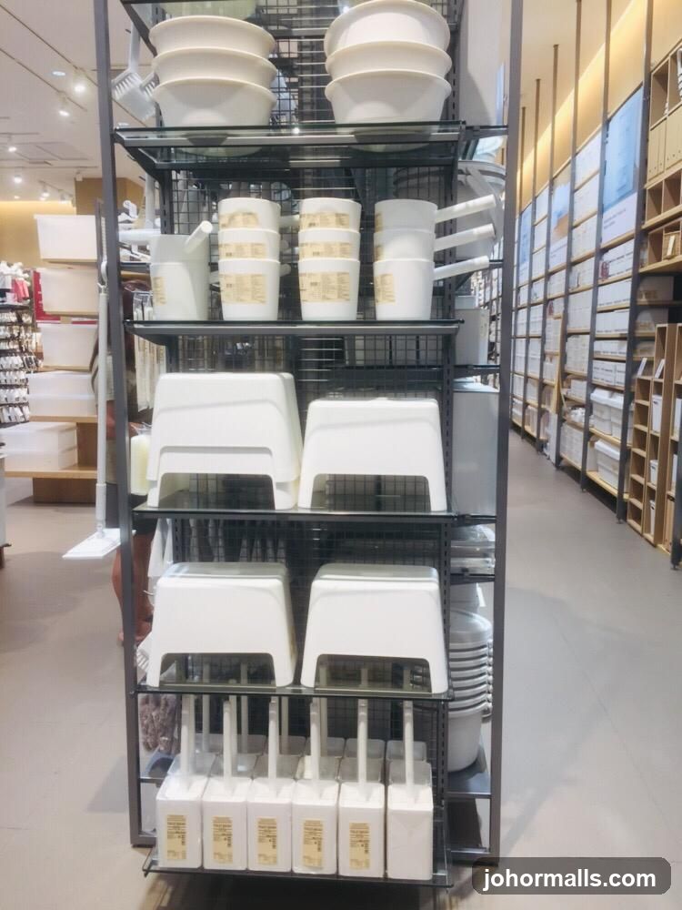White Storage Containers and Stools