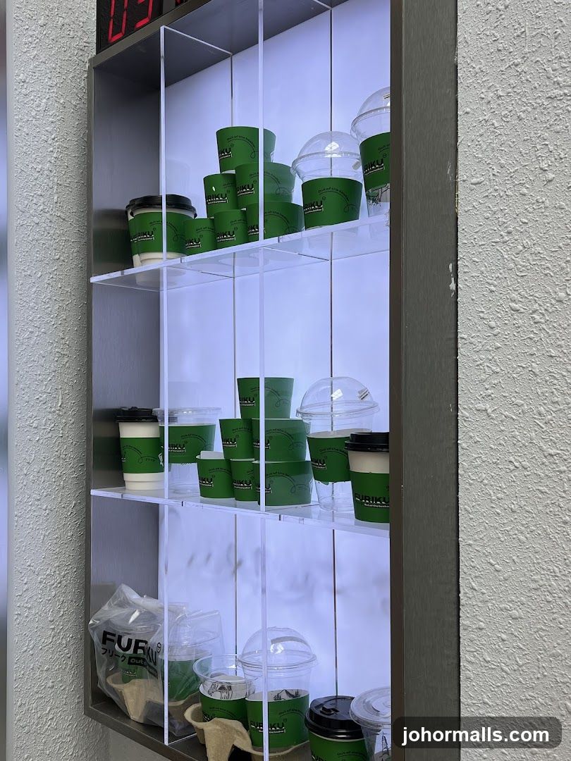 Display of cups and sleeves