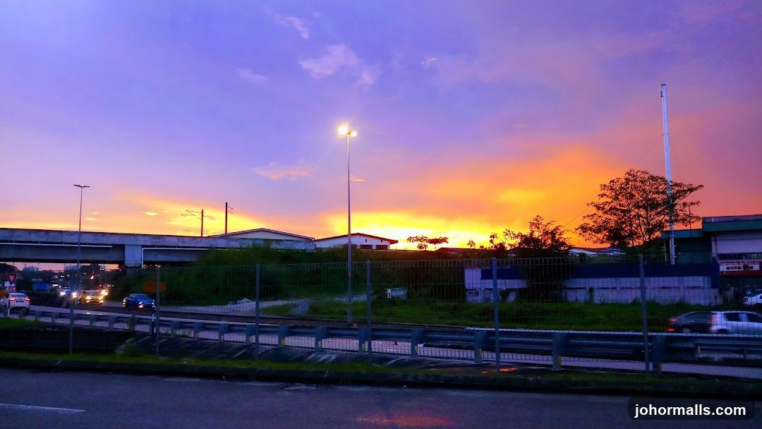Sunset over industrial area