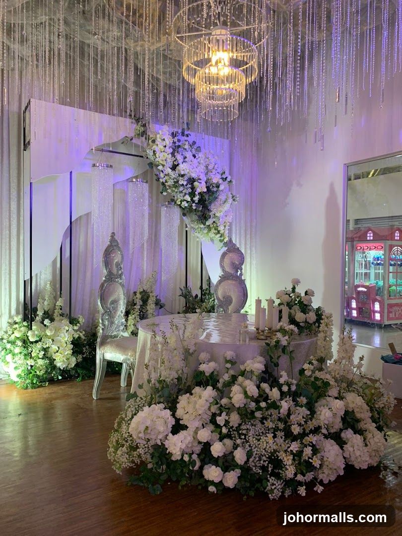 Elegant Floral Display with Chandelier