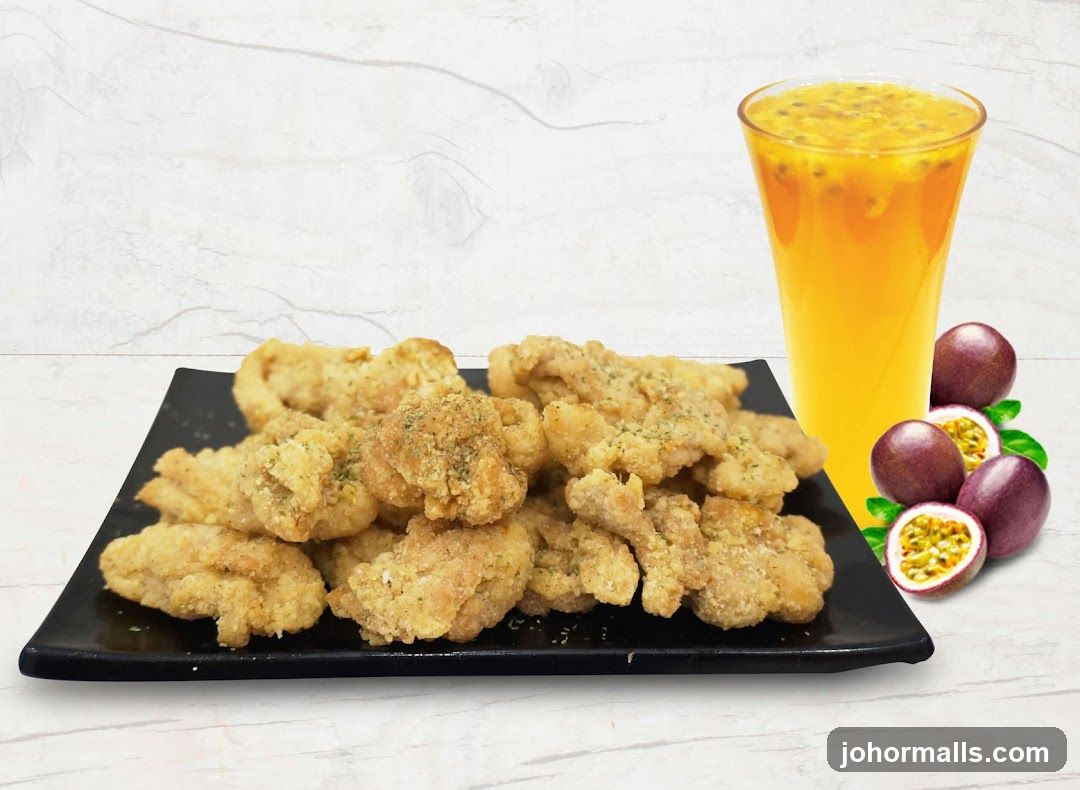 Fried Chicken and Passion Fruit Drink