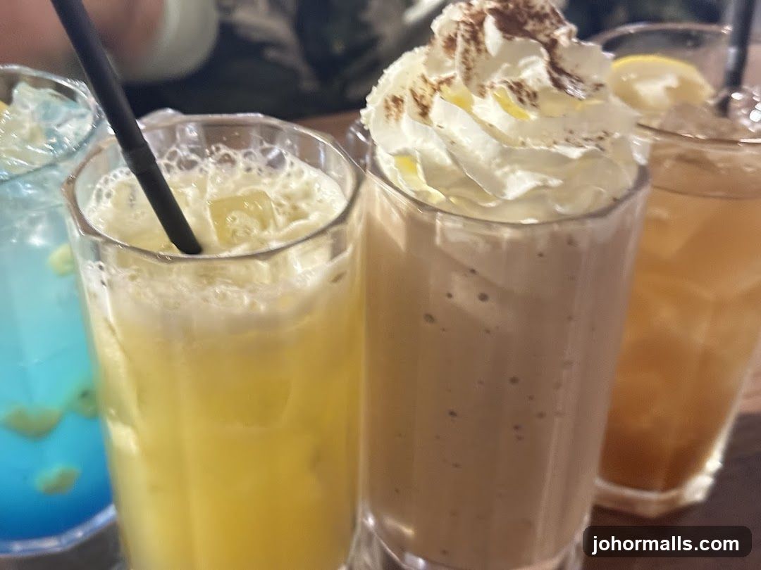 Four drinks on a table