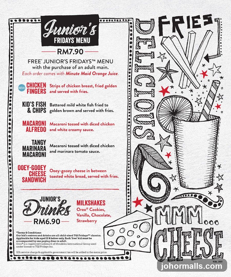 Junior's Fridays Menu