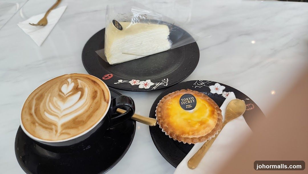Tabletop with coffee and desserts