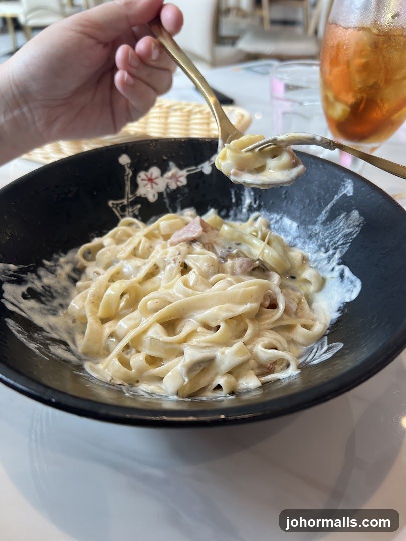 Pasta Dish in Restaurant Setting