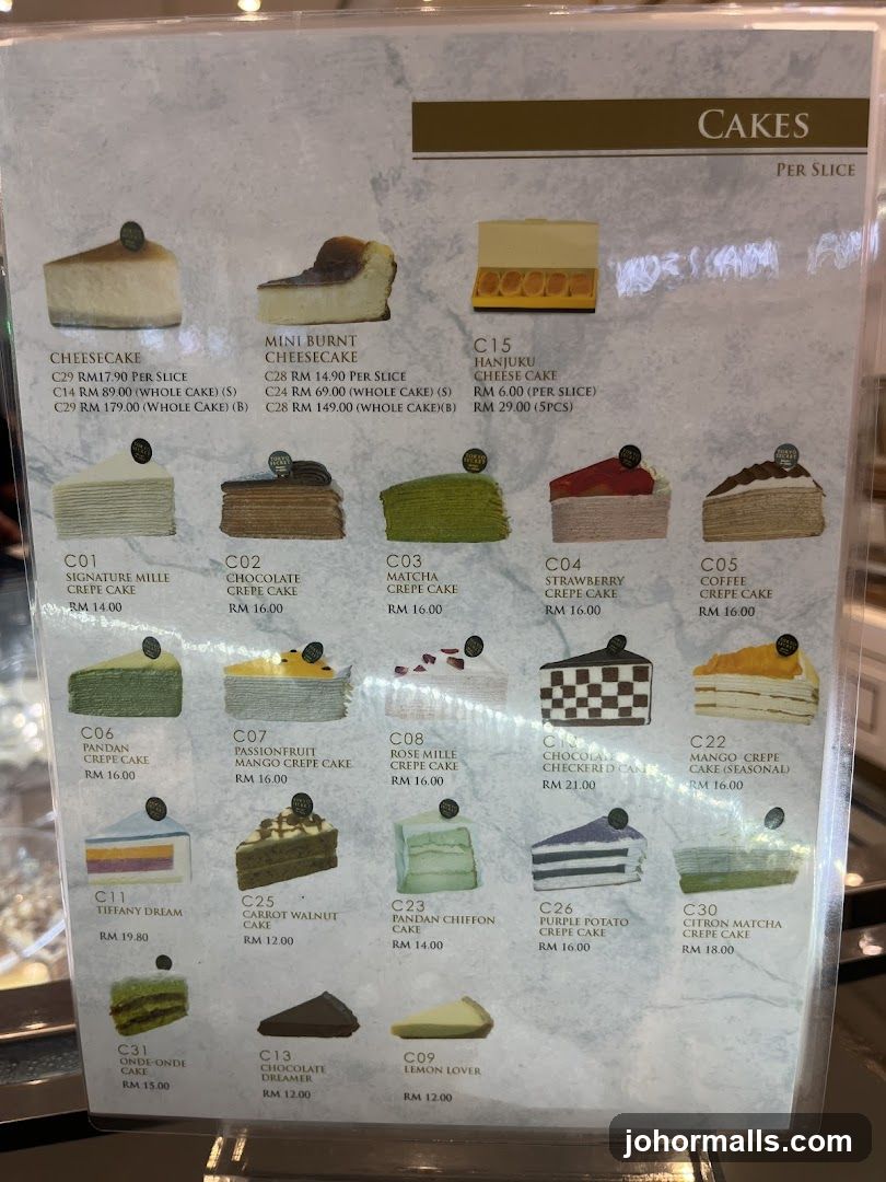 Cake Menu