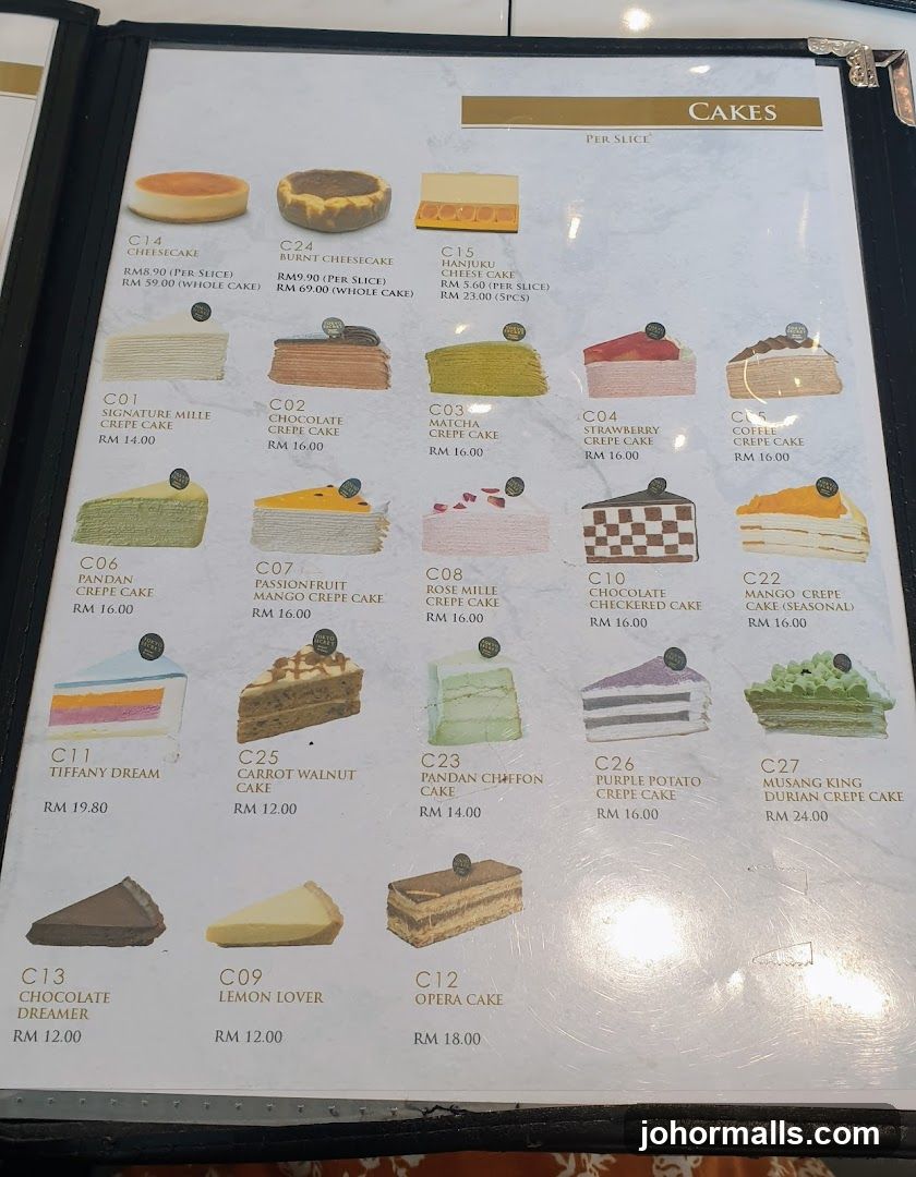 Cake Menu