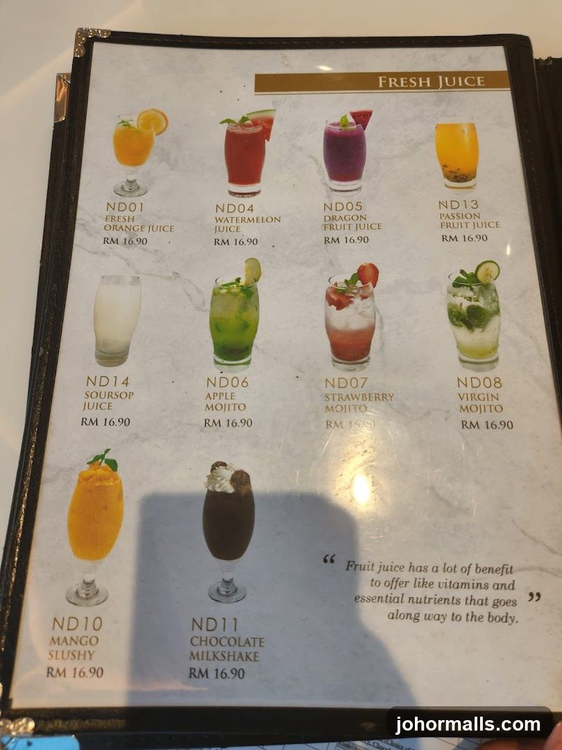 Fresh Juice Menu