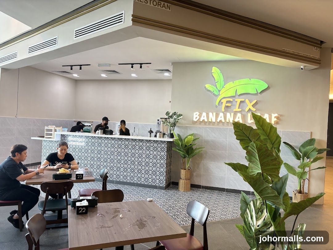 Restaurant Interior with Banana Leaf Logo