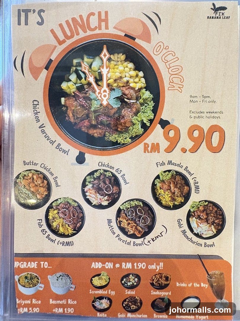 Lunch O'Clock Menu