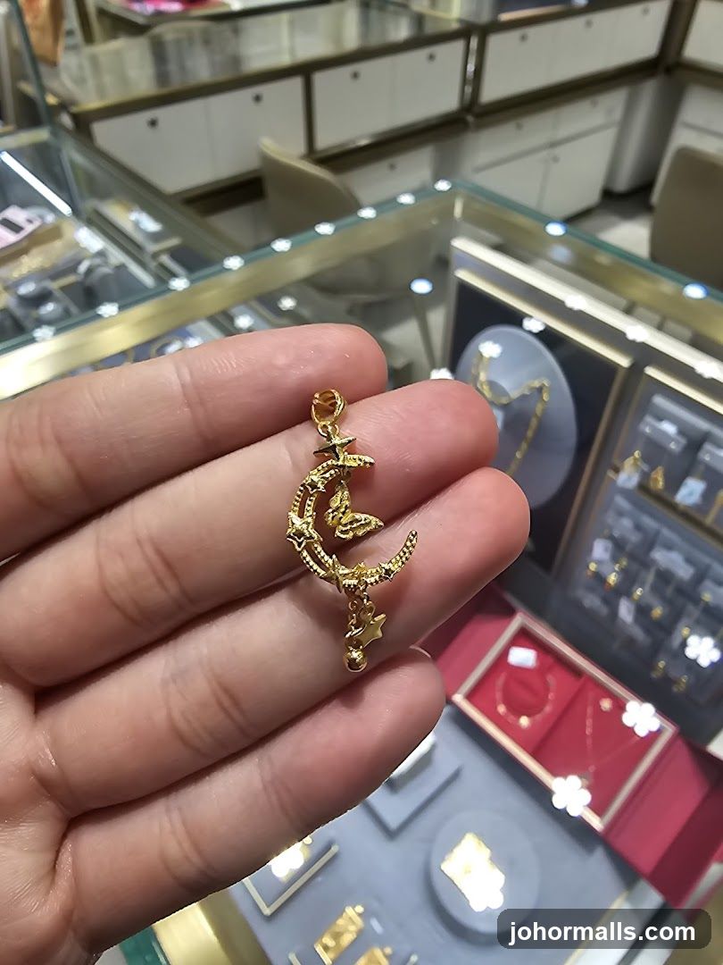 Gold Moon and Star Pendant