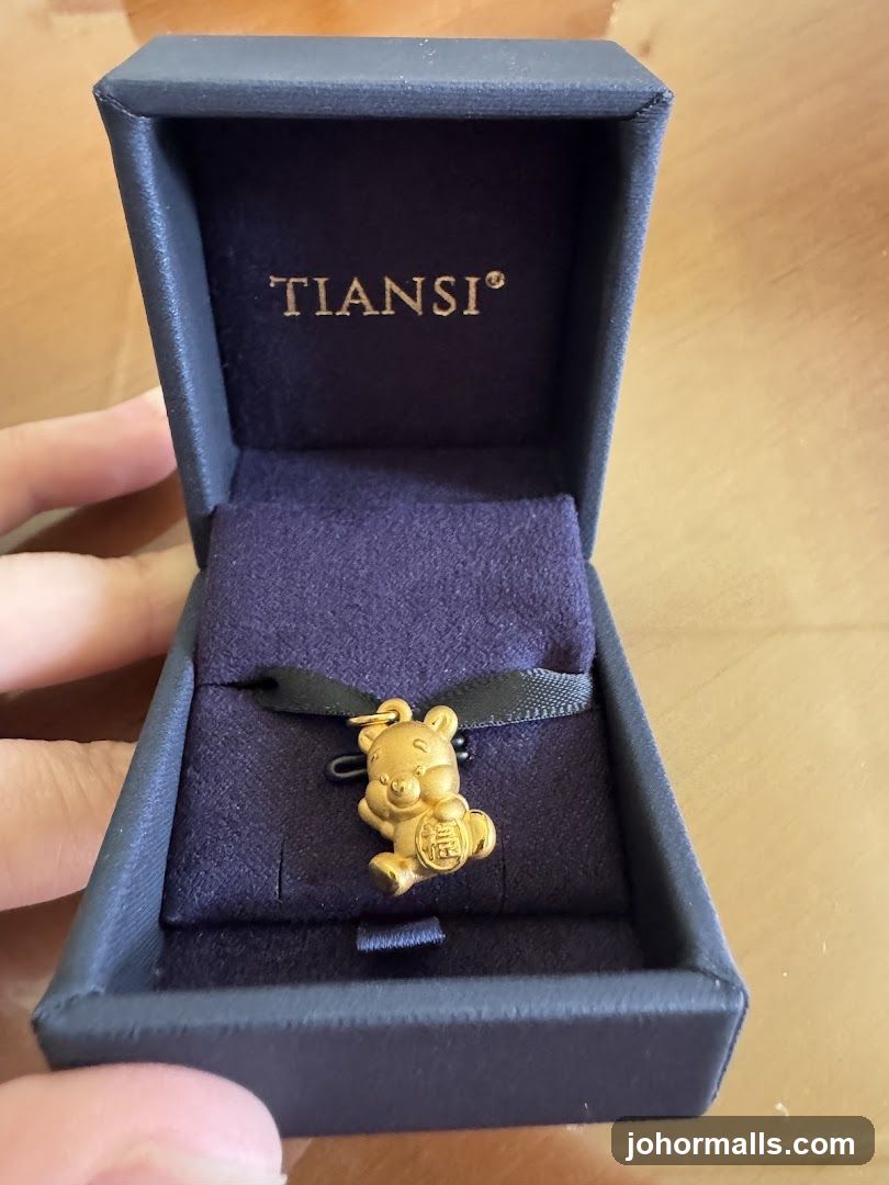 Gold Bear Pendant in Jewelry Box
