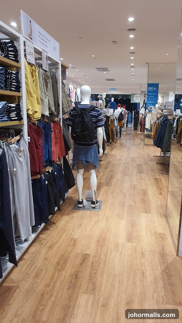 Clothing store interior with mannequins