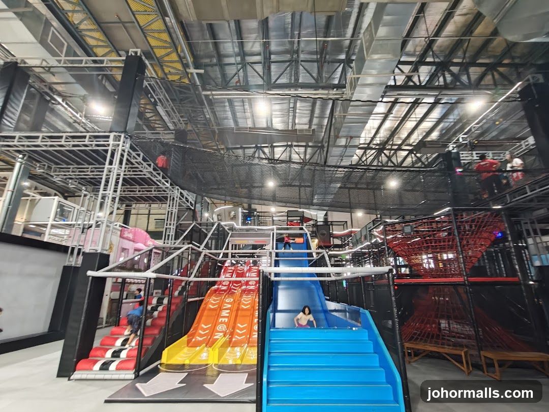 Indoor Playground with Slides and Climbing Structures