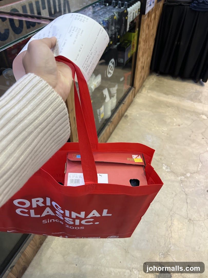 Shopping Bag with Receipt and Shoe Box