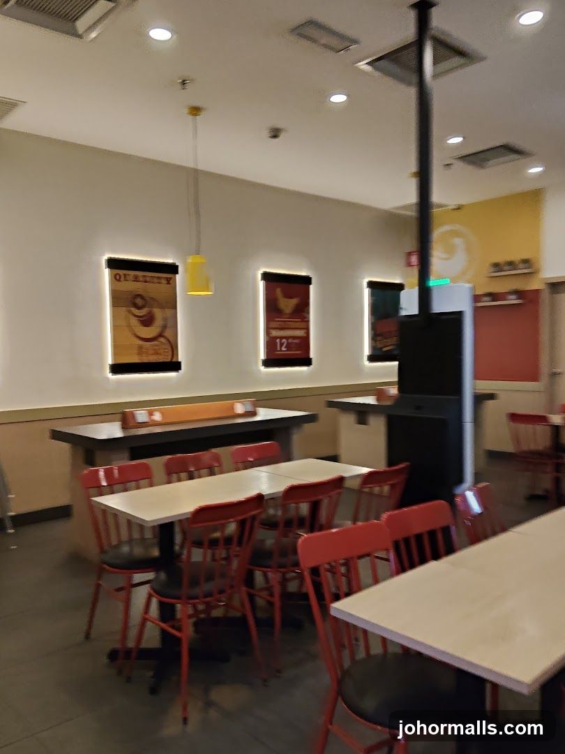Restaurant Interior with Red Chairs