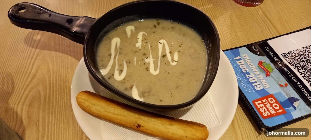 Soup with Breadstick and QR Code Menu