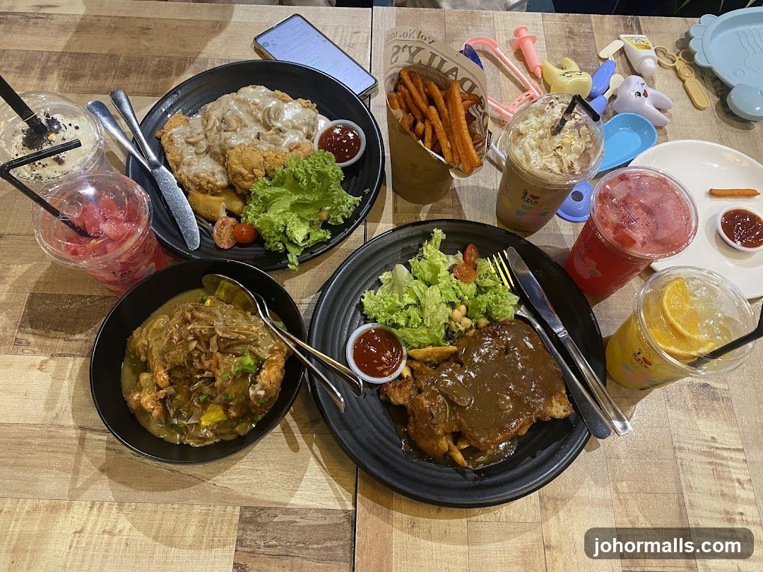 Table with food and drinks