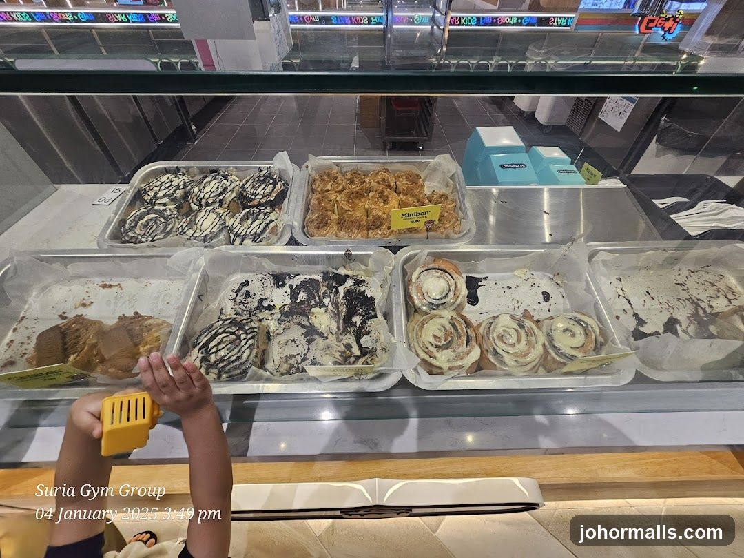 Pastries in a display case