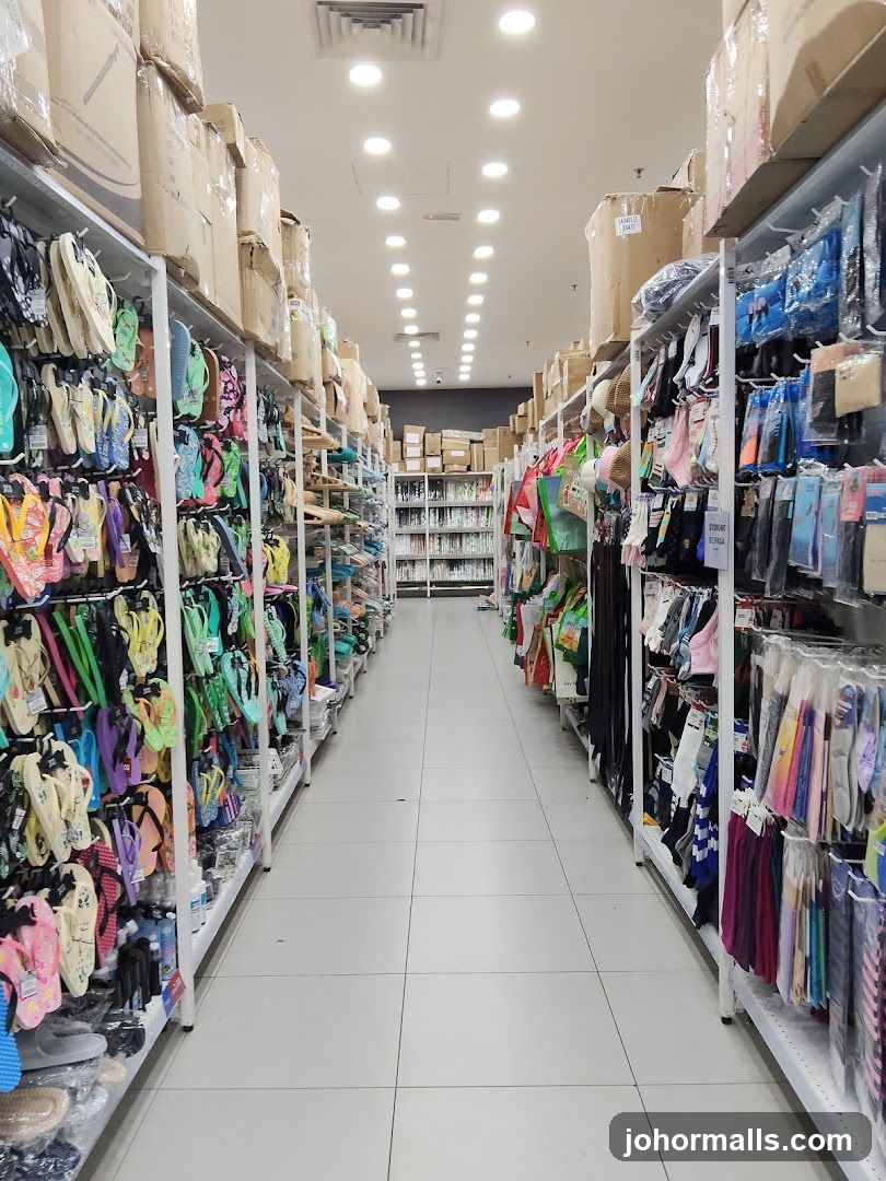 Aisle of Flip-flops and Socks in a Store