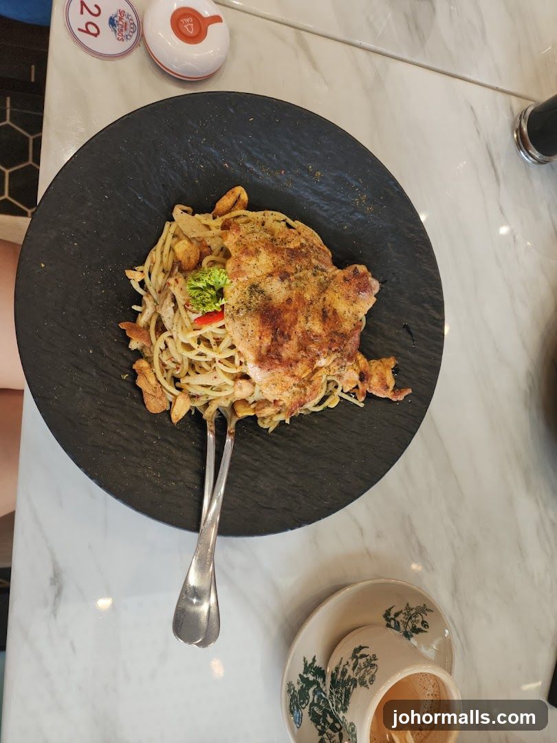 Spaghetti with Chicken and Coffee