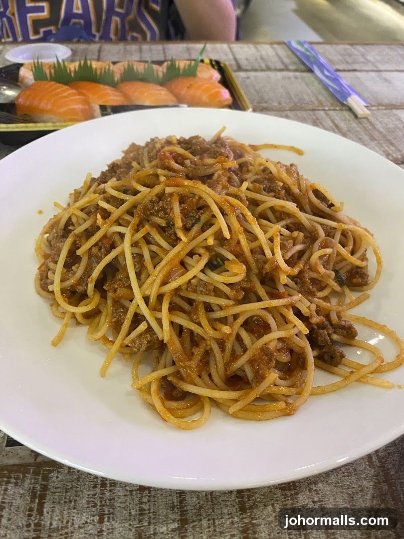 Spaghetti Bolognese and Sushi