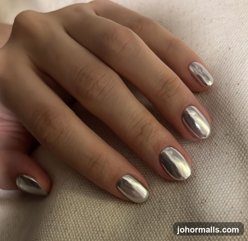 Metallic Silver Nails