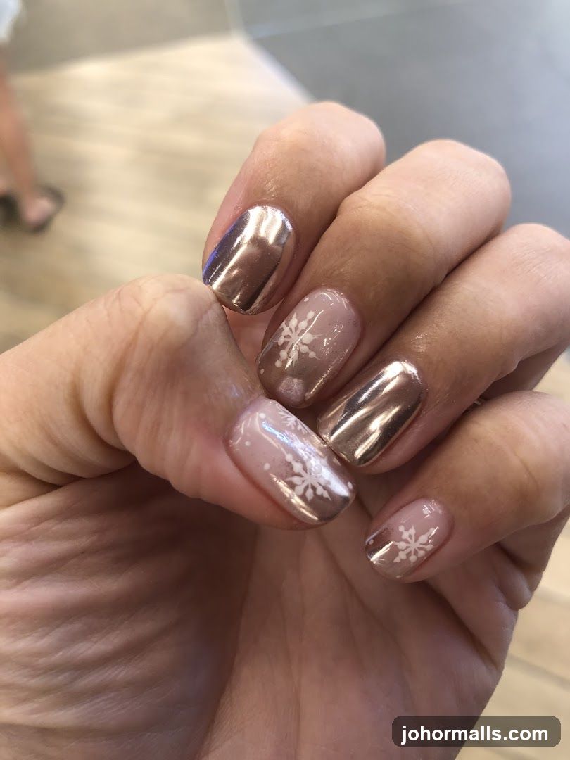 Nails with Snowflake Design