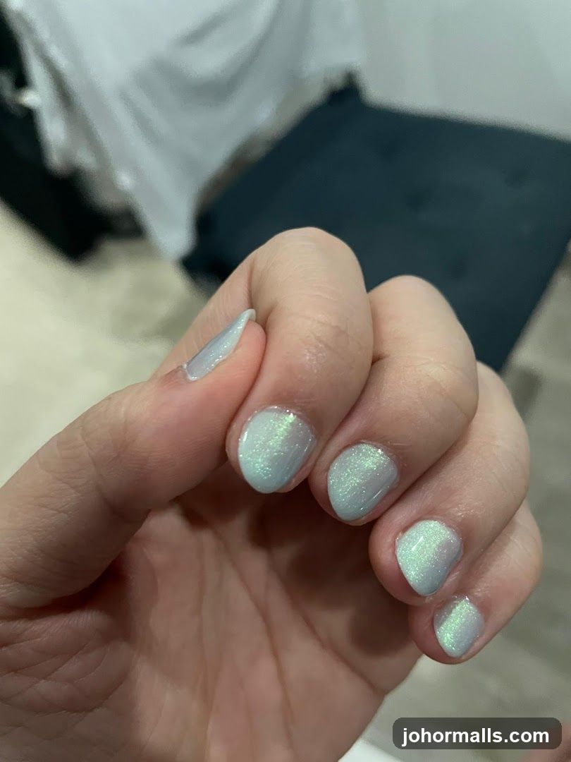 Light Blue Shimmer Nails