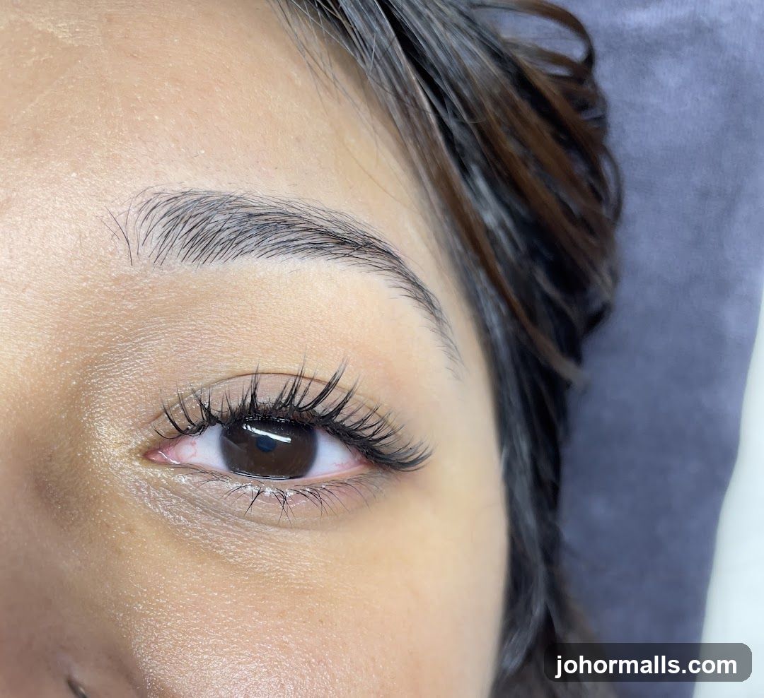 Close-up of an eye with eyelash extensions