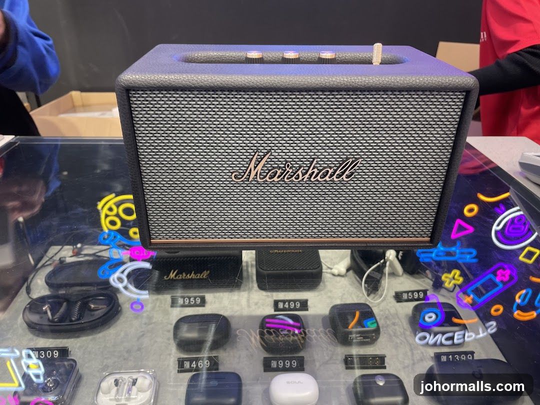 Marshall Speaker and Earbuds Display