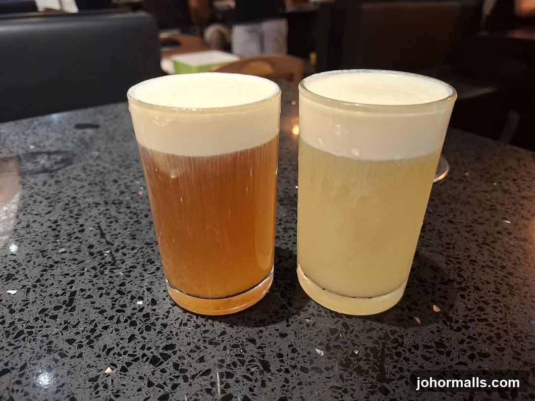 Two drinks with foam