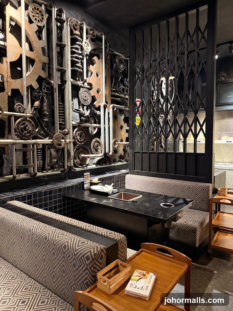 Industrial-themed restaurant interior