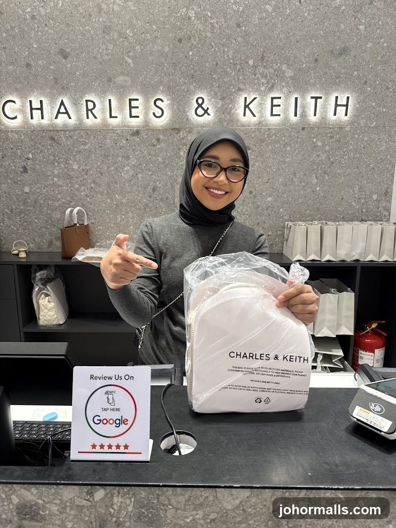 Woman holding a Charles & Keith bag