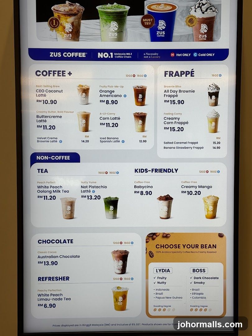 ZUS COFFEE Menu